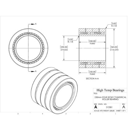 Picture of 230mm Four Row Cylindrical Roller Bearing 313581