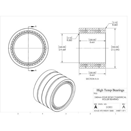 Picture of 240mm Four Row Cylindrical Roller Bearing 313921