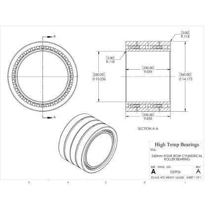 Picture of 260mm Four Row Cylindrical Roller Bearing 320956