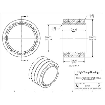 Picture of 280mm Four Row Cylindrical Roller Bearing 319259