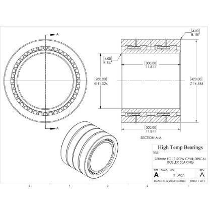 Picture of 280mm Four Row Cylindrical Roller Bearing 313487