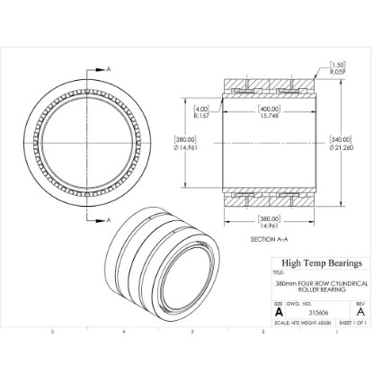Picture of 380mm Four Row Cylindrical Roller Bearing 315606
