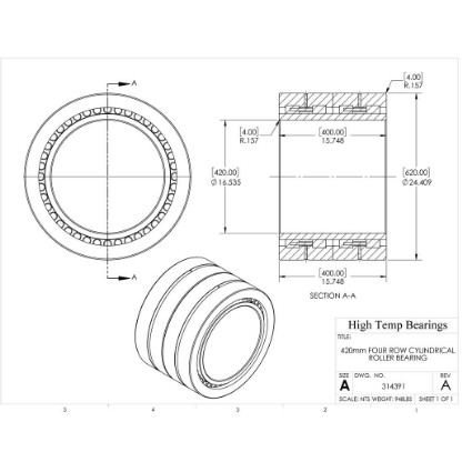 Picture of 420mm Four Row Cylindrical Roller Bearing 314391