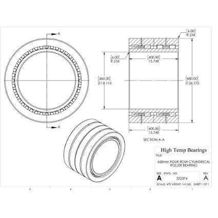 Picture of 460mm Four Row Cylindrical Roller Bearing 322374