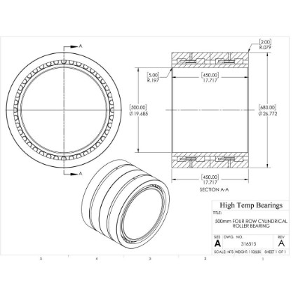 Picture of 500mm Four Row Cylindrical Roller Bearing 316515