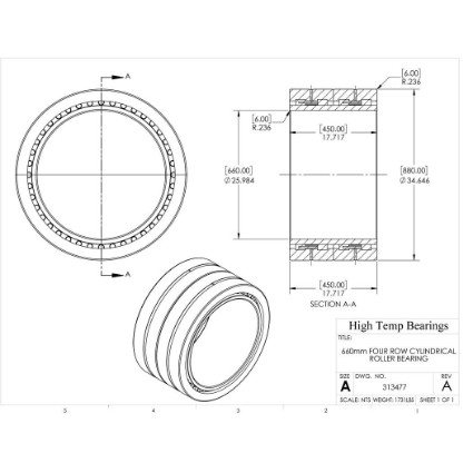 Picture of 660mm Four Row Cylindrical Roller Bearing 313477