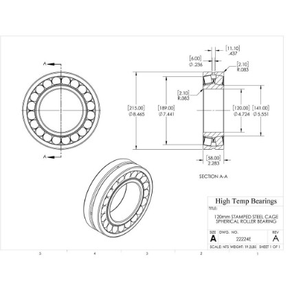 Picture of 120mm Stamped Steel Cage Spherical Roller Bearing