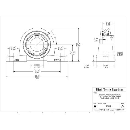 Picture of 40mm Narrow Setscrew Locking Non-Greaseable Pillow Block Bearing