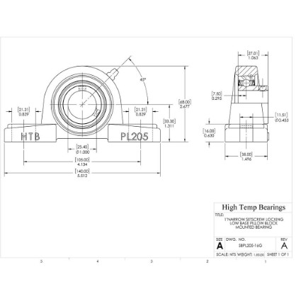 Picture of 1"Narrow Setscrew Locking Low Base Pillow Block Mounted Bearing