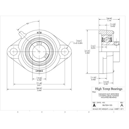 Picture of 3/4"Light Duty Setscrew Locking 2 Bolt Flange Mounted Bearing