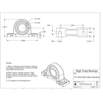 Picture of 2-7/16" 1000 °F Carbon Pillow Block Bearing