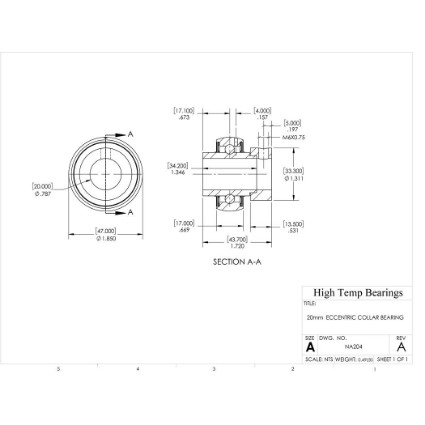 Picture of 20mm Mounted Eccentric Bearing Insert