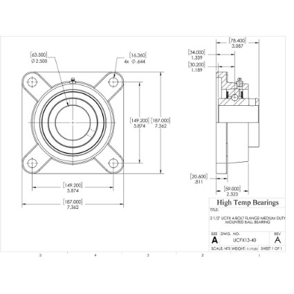 Picture of 2-1/2" Medium Duty Mounted 4 Bolt Flange Bearing