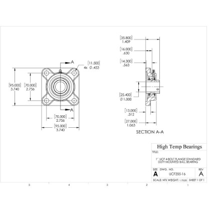 Picture of 1" Set Screw Mounted 4 Bolt Flange Bearing