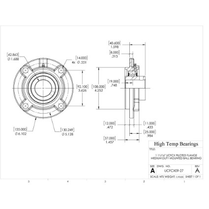 Picture of 1-11/16" Medium Duty Mounted Pilot Flange Bearing