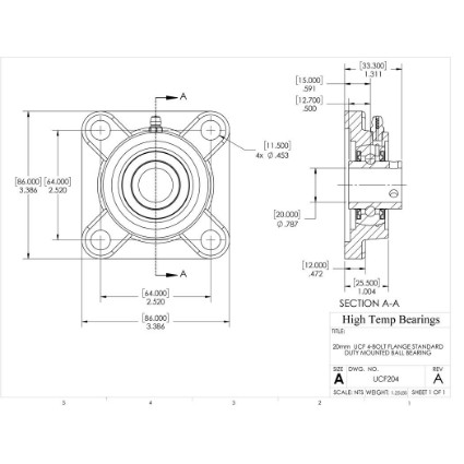 Picture of 20mm Set Screw Mounted 4 Bolt Flange Bearing