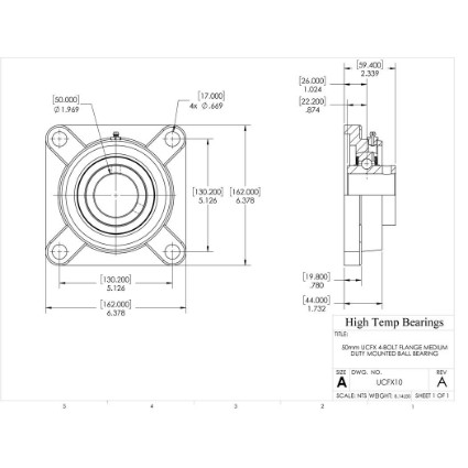 Picture of 50mm Medium Duty Mounted 4 Bolt Flange Bearing