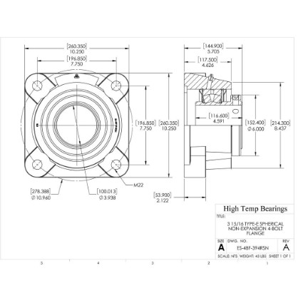 Picture of 3-15/16" Type E Non Expansion 4 Bolt Flange Heavy Duty Bearing