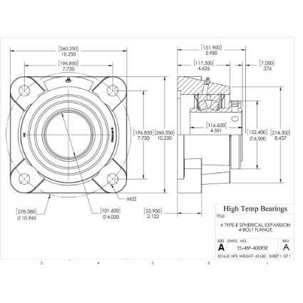 Picture of 4" Type E Expansion 4 Bolt Flange Heavy Duty Bearing