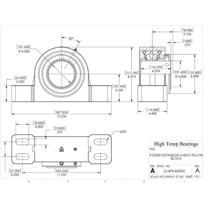 Picture of 4" S2000 Expansion 4 Bolt Pillow Block Heavy Duty Bearing