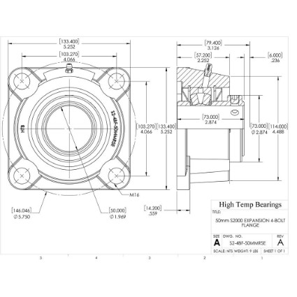 Picture of 50mm S2000 Expansion 4 Bolt Flange Heavy Duty Bearing