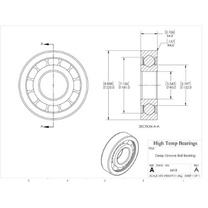 Picture of 90mm 6418 Deep Groove Open Ball Bearing