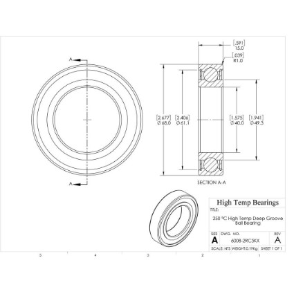 Picture of 40mm 6008 High Temperature 250 °C Sealed C5 Bearing