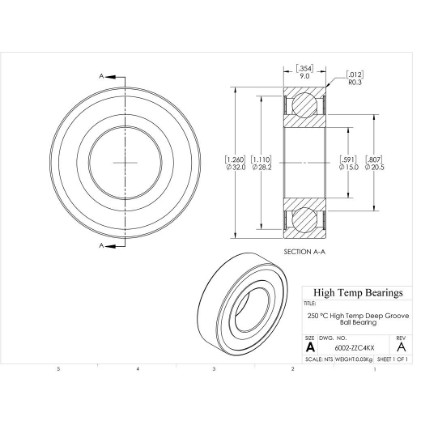 Picture of 15mm 6002 High Temperature 250 °C Shielded ZZ C4 Bearing