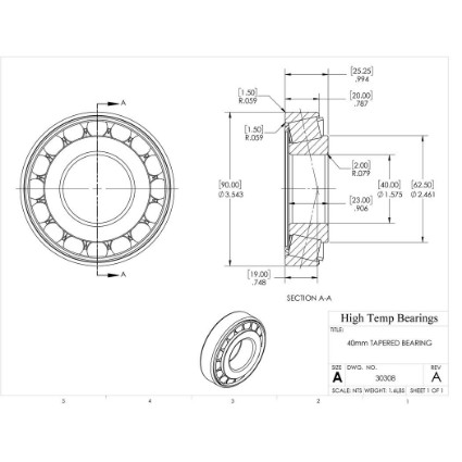 Picture of 40mm Tapered Bearing 30308