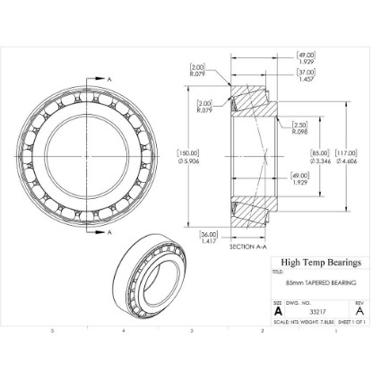 Picture of 85mm Tapered Bearing 33217