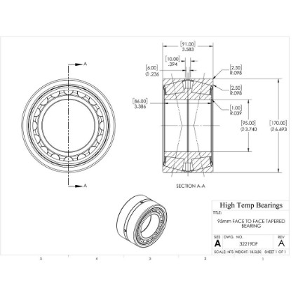 Picture of 95mm Face to Face Tapered Bearing