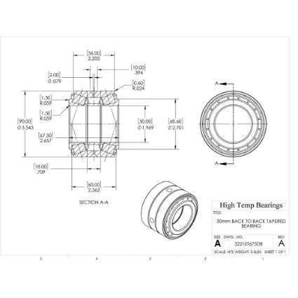 Picture of 50mm Back to Back Tapered Bearing 32210T675DB