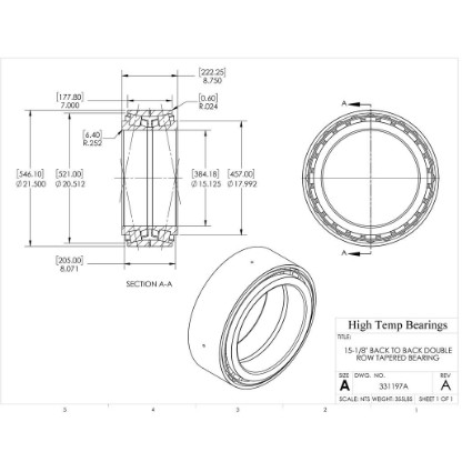 Picture of 15-1/8" Back to Back Double Row Tapered Bearing