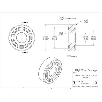 Picture of 20mm Cylindrical Roller Bearing NUP304ECP