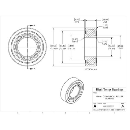 Picture of 40mm Cylindrical Roller Bearing NJ2208ECP