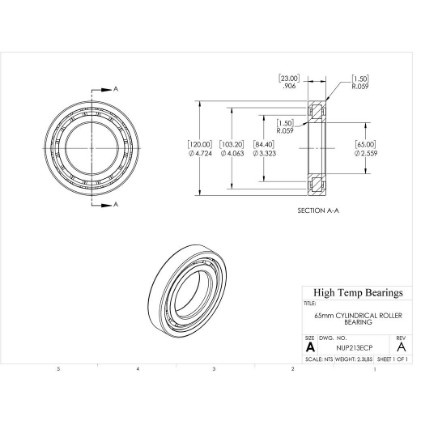 Picture of 65mm Cylindrical Roller Bearing NUP213ECP