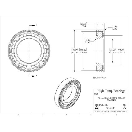 Picture of 75mm Cylindrical Roller Bearing N215ECP