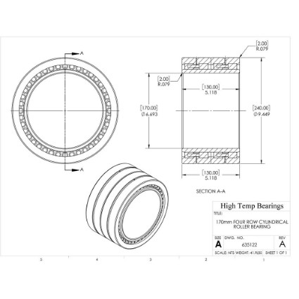 Picture of 170mm Four Row Cylindrical Roller Bearing 635122